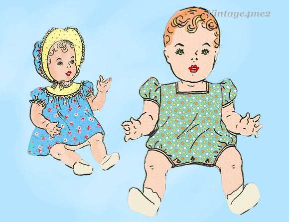 1940s Vintage Butterick Sewing Pattern 3230 WWII Baby Doll Clothes Set 18 inch