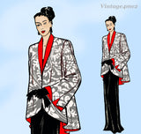 Butterick 4214: 1940s Chic Misses Cutaway Evening Coat 34B Vintage Sewing Pattern