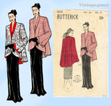Butterick 4214: 1940s Chic Misses Cutaway Evening Coat 34B Vintage Sewing Pattern