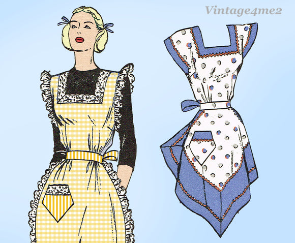 Butterick 4230: 1940s Uncut Misses Full Bib Apron Sz 36-38 B Vintage Sewing Pattern