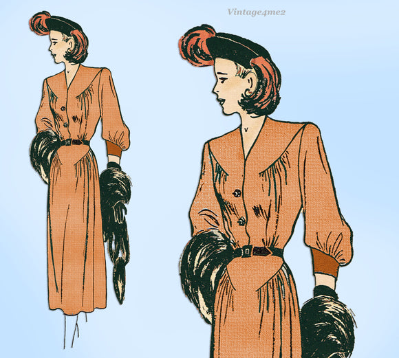 Butterick 4352: 1940s Chic Misses Street Dress Sz 34 B Vintage Sewing Pattern