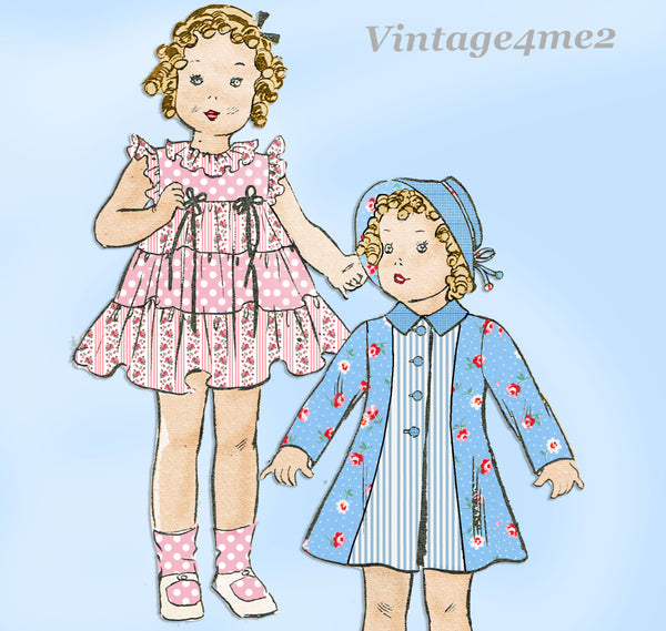 1930s Original Vintage Butterick Sewing Pattern 447 Cute 24 in Doll Clothes Set
