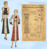 1930s Vintage Butterick Sewing Pattern 4503 Misses Peplum Dress Size 32 Bust