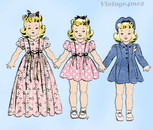 1930s Vintage Butterick Sewing Pattern 456 Sweet 20in Little Girl Doll Clothes Set