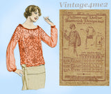 Butterick 4624: 1920s Misses Post Edwardian Blouse 34B Vintage Sewing Pattern