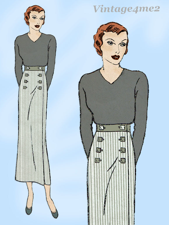 Butterick 4908: 1930s Misses Wrap Around Skirt Sz 39 Hip Vintage Sewing Pattern