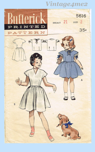 Butterick 5616: 1950s Little Girls Jumper Dress & Blouse Vintage Sewing Pattern