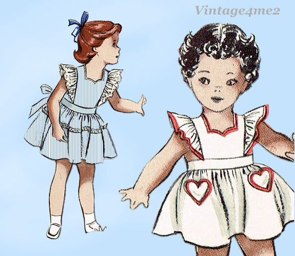 Butterick 5749: 1940s Sweet Baby Girls Pinafore Sun Dress Sz 1 Vintage Sewing Pattern