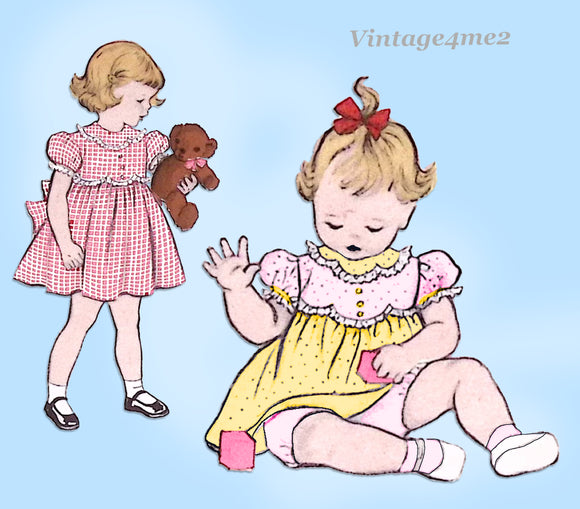Butterick 5962: 1950s Adorable Toddler Girls Dress Sz1 Vintage Sewing Pattern