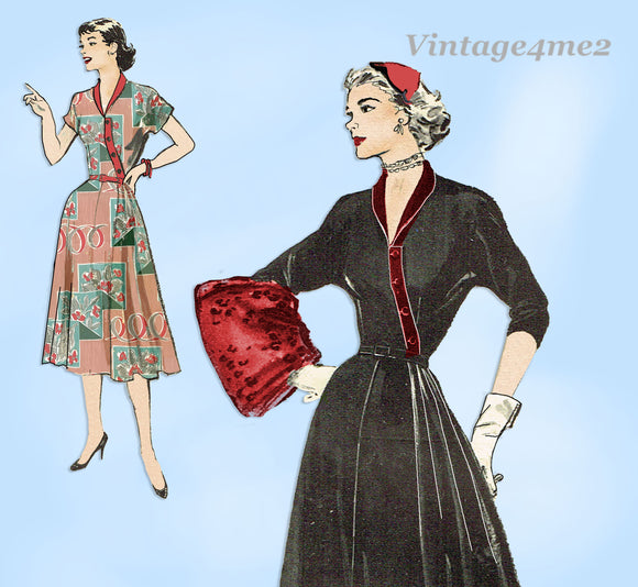 Butterick 5999: 1950s Uncut Misses Surplice Dress Sz 36 B Vintage Sewing Pattern