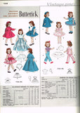 1950s Vintage Butterick Sewing Pattern 7155 21 Inch Toni Doll Clothes Set