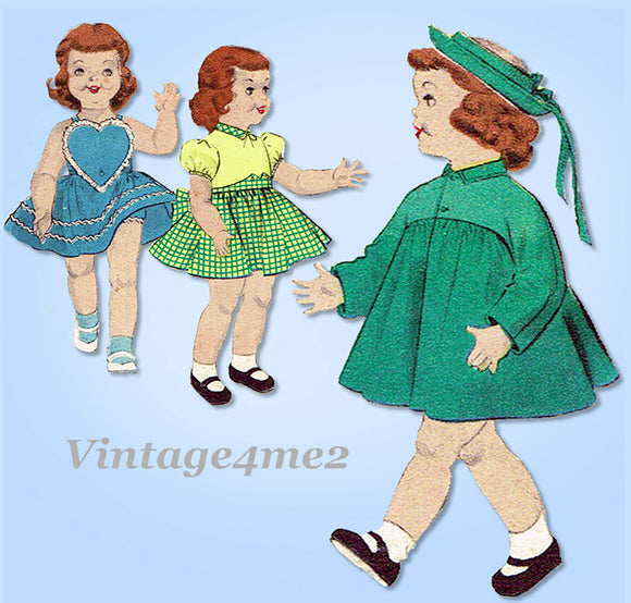 1950s Original Vintage Butterick Pattern 7157 Saucy Walker 17 Inch Doll Clothes