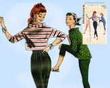 Butterick 7557: 1950s Uncut Misses Top & Peddle Pushers 36 B Vintage Sewing Pattern
