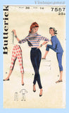 Butterick 7557: 1950s Uncut Misses Top & Peddle Pushers 36 B Vintage Sewing Pattern