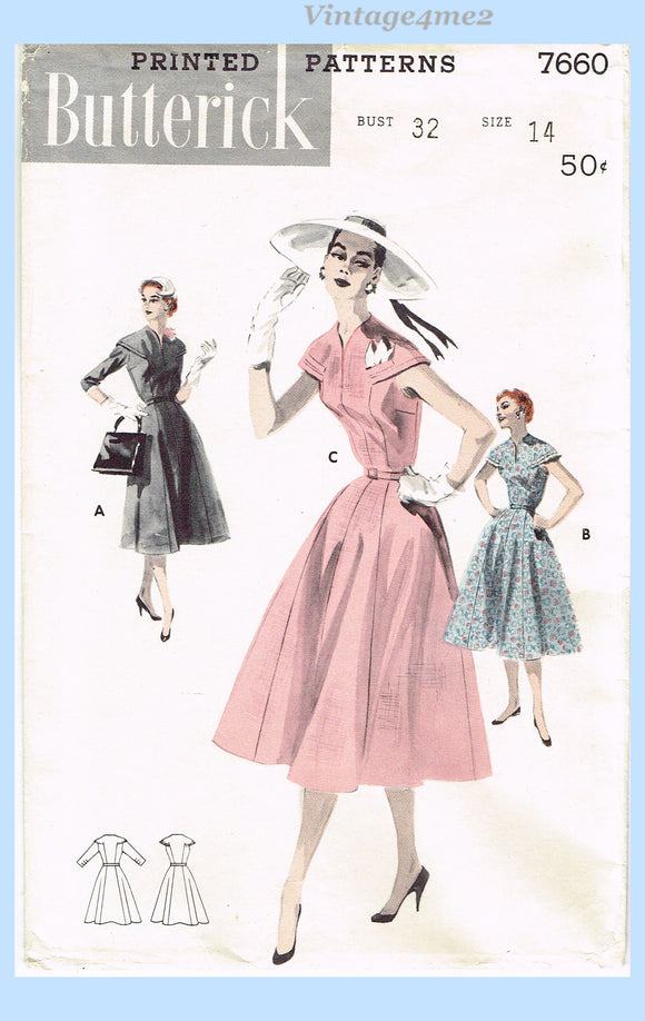 1950s Vintage Butterick Sewing Pattern 7660 Pretty Uncut Misses Sun Dr – Vintage4me2