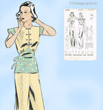 Butterick 7709: 1930s Misses 2 Piece Pajamas Sz 38 B Vintage Sewing Pattern