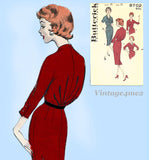 Butterick 8702: 1950s Rare Marvelous Misses Dress Sz 36 B Vintage Sewing Pattern