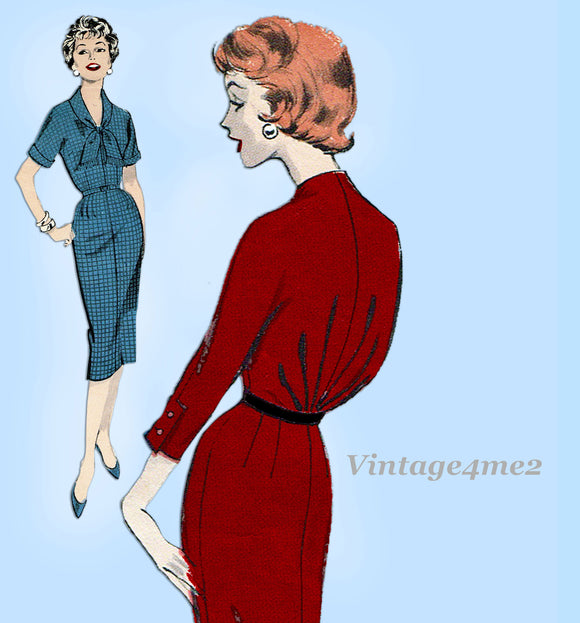 Butterick 8702: 1950s Rare Marvelous Misses Dress Sz 36 B Vintage Sewing Pattern