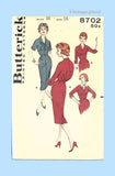 Butterick 8702: 1950s Rare Marvelous Misses Dress Sz 36 B Vintage Sewing Pattern