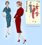 Butterick 8702: 1950s Rare Marvelous Misses Dress Sz 36 B Vintage Sewing Pattern