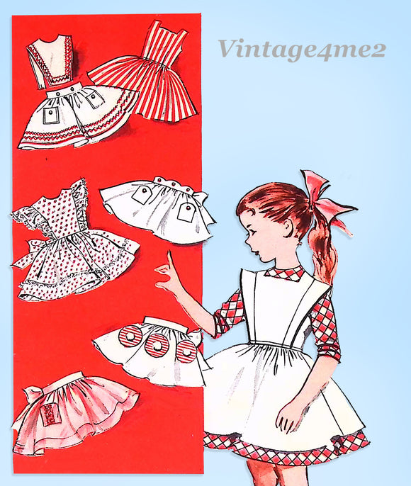 1950s Vintage Butterick Sewing Pattern 9123 Cute Toddler Girls Pinafore Apron Set