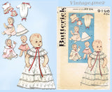 1960s Original Vintage Butterick Pattern 9196 Baby Doll Clothes Set 23-24 Inches