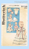 1960s Original Vintage Butterick Pattern 9196 Baby Doll Clothes Set 23-24 Inches