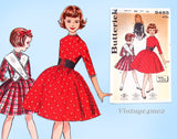 1950s Vintage Butterick Sewing Pattern 9485 Easy Uncut Girls Dress Sz 14