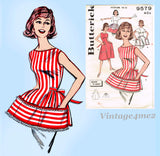 Butterick 9579: 1960s Cute Easy Misses Cobbler Apron Size MED Vintage Sewing Pattern