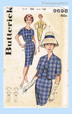 Butterick 9698: 1960s Marvelous Misses Day Dress Size 34 Bust Vintage Sewing Pattern