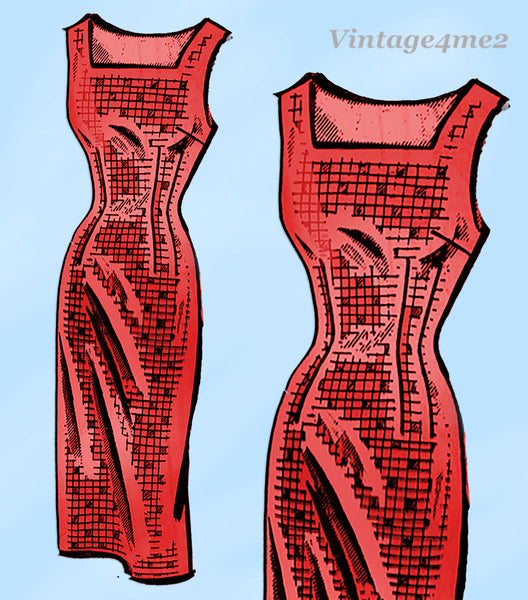 Clotilde 3116: 1950s Uncut Misses Sheath Dress Sz 36 B Vintage Sewing Pattern