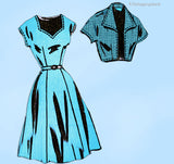 1950s Vintage Clotilde Sewing Pattern 3247 Uncut Misses Dress & Jacket 45 B