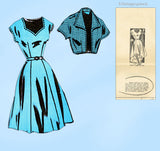 1950s Vintage Clotilde Sewing Pattern 3247 Uncut Misses Dress & Jacket 45 B