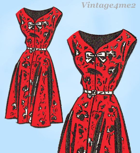 Clotilde 3252: 1950s Uncut Plus Size Day Dress Sz 45 B Vintage Sewing Pattern