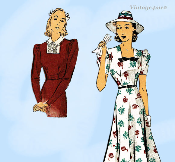 Du Barry 2050: 1930s Stunning Misses Street Dress Sz 34 B Vintage Sewing Pattern