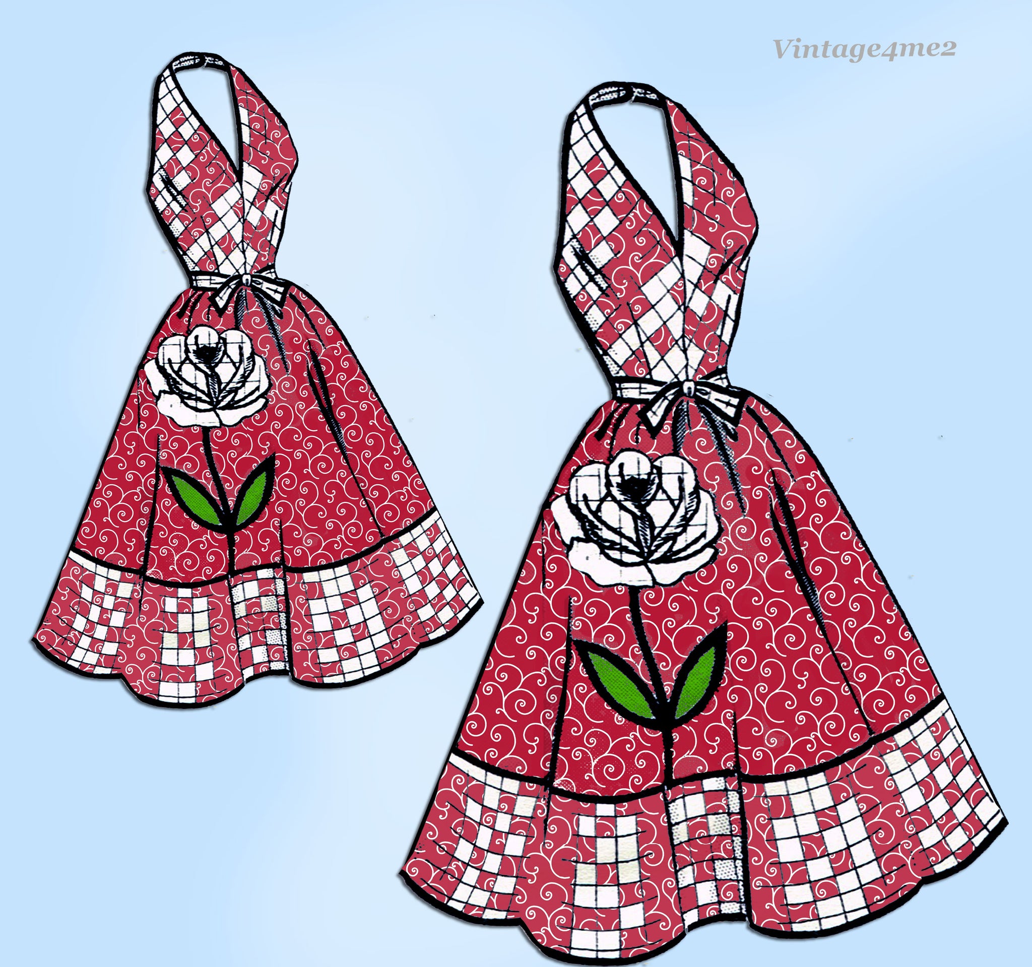 Design 616: 1950s Sexy Halter Wrap Around Apron Dress Vintage Sewing P –  Vintage4me2