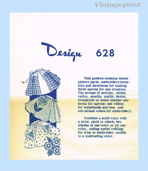 Design 628: 1950s Uncut Misses Cocktail Apron Fits All Vintage Sewing Pattern