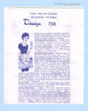 1950s Vintage Design Mail Order Pattern 708 Uncut Sunbonnet Sue Cocktail Apron