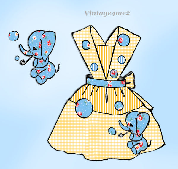 Mail Order 7235: 1960s Elephant Pinafore Vintage Sewing Pattern Sz, 2,4, 6 Uncut