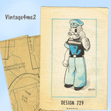 1960s Vintage Design Mail Order Sewing Pattern 729 Uncut Popeye Stuffed Doll