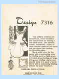 Design 7316: 1950s Darling Misses Feedsack Apron Fits All Vintage Sewing Pattern