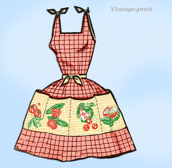 1950s Laura Wheeler 759 Jiffy Wrap Apron Vintage Sewing Pattern w Color Transfer