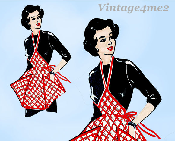1950s Vintage Mail Order Sewing Pattern 827 Cute Misses Flared Apron Fits All