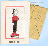 1960s Vintage Design Mail Order Sewing Pattern 834 Uncut Olive Oil Stuffed Doll Popeye's Gal
