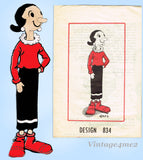 1960s Vintage Design Mail Order Sewing Pattern 834 Uncut Olive Oil Stuffed Doll Popeye's Gal