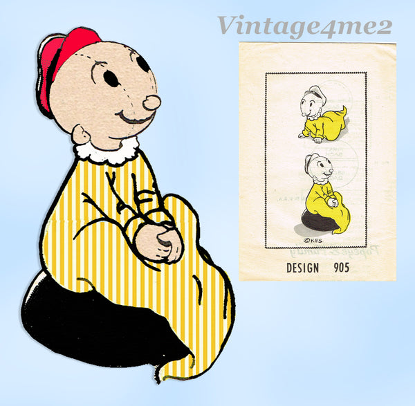 1960s Vintage Design Mail Order Sewing Pattern 905 Uncut Sweet Pea Stuffed Doll Popeye