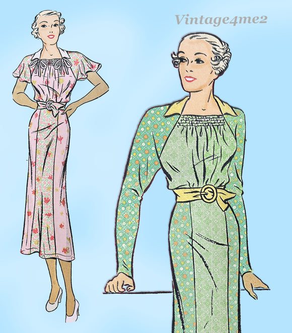 Du Barry 1503: 1930s Lovely Misses Day Dress Sz 36 B Vintage Sewing Pattern