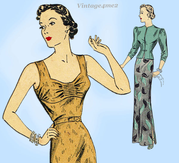 Du Barry 1900B: 1930s Stunning Uncut Dress or Gown Sz 38 B Vintage Sew –  Vintage4me2