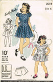 1940s Original Vintage Du Barry Pattern 2521 Toddler Girls Dress & Panties Sz 6