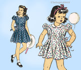 1940s Original Vintage Du Barry Pattern 2521 Toddler Girls Dress & Panties Sz 6